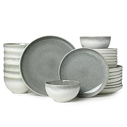 Pokini 24 Piece Dinnerware Sets for 8, Modern