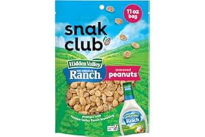 Snak Club Peanuts with Hidden Valley Ranch Seasoning, Roasted Nuts, Gluten-Free and Kosher Snack, 11 oz Resealable Bag