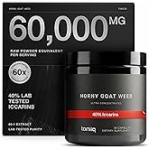 Super Strength Horny Goat Weed for Men & Women 60,000mg - Epimedium sagittatum - 40% Icariins - 60: 1 Concentrated Extract from 1000mg Formula - 3P tested - Premium hornygoatweed for Men - 60 Caps