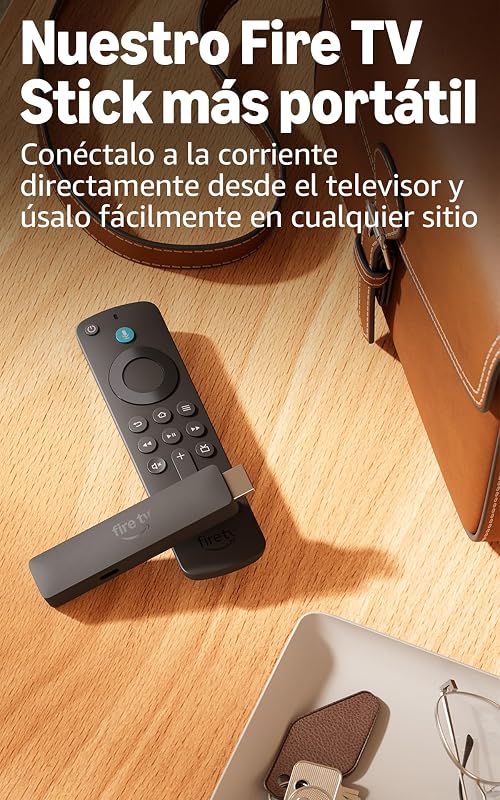 Fire TV Stick HD (última generación), con TV en directo gratuita, mando por voz Alexa, alimentación directa desde tu TV y configuración fácil, encuentra series más rápido con Alexa+
