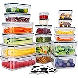 36 PCS Food Storage Containers Large, (18 Stackable Plastic Containers with 18 Lids) - 100% Airtight & BPA-Free & Microwave, 