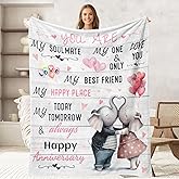 keepitcozi Gifts for Her Him, Wedding Anniversary Blanket for Women Men, Birthday Romantic Marriage Gifts for Couple Parents Girlfriend Boyfriend, Happy Anniversary Decor for Wife Husband 50"x60"