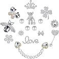 Trendy Designer Croc charms for Women and Girls, Bling Shoe Charms Pack with Buttons, Cool Diamond Croc Pins for Adults, Jewe