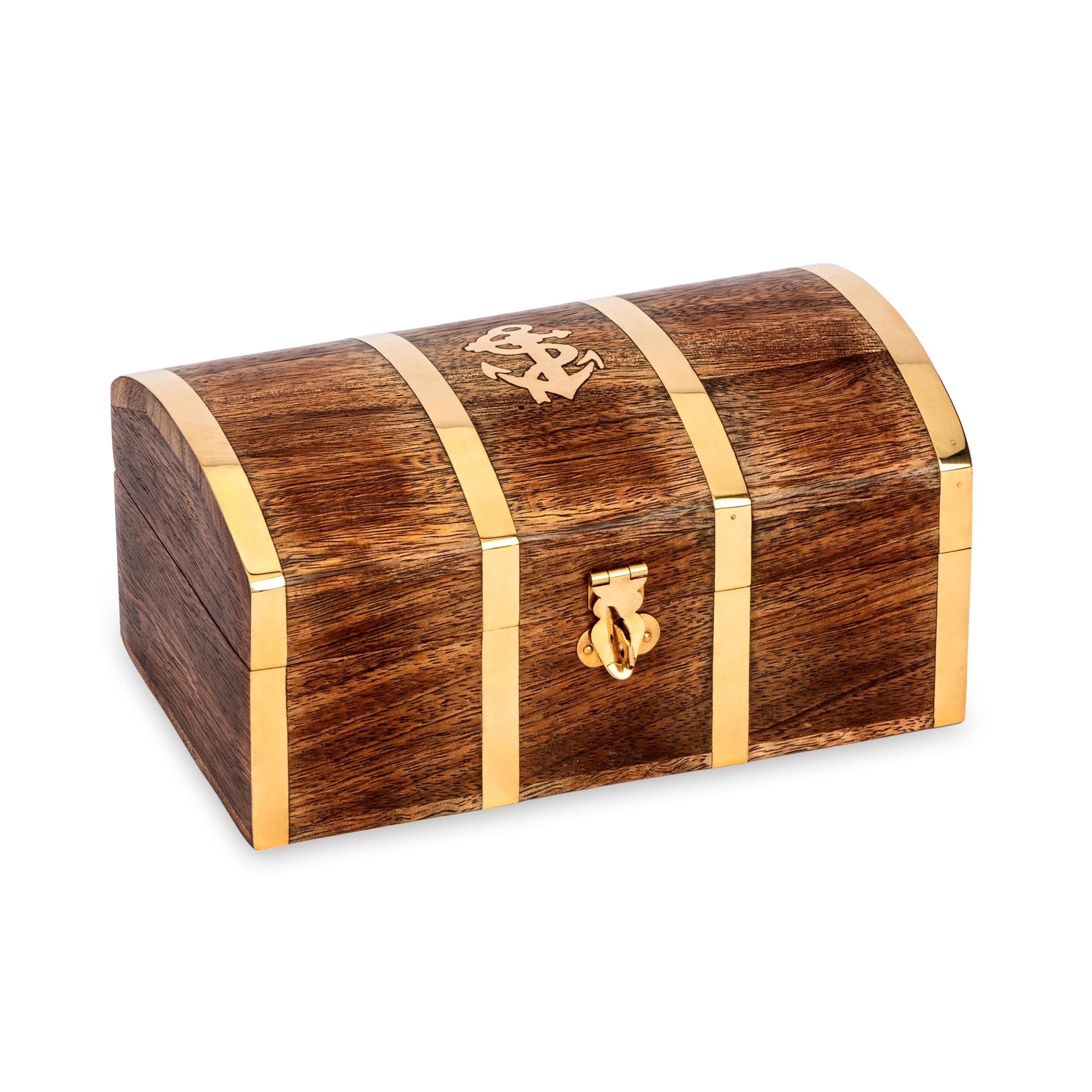 NKlaus Maritime Treasure Chest Real Wood and Brass 18.5 x 11 cm Treasure Chest Treasure Box 14622