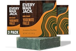 Every Man Jack Cold Processed Mens Bar Soap - Yosemite Falls Scent w/notes of Earthy Eucalyptus & Invigorating Pine - Deeply 