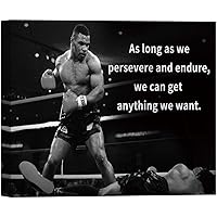 SIGNWIN Canvas Wall Art Mike Tyson with Boxing Gloves Knockout in Black and White Inspirational Quotes Photography Industrial Urban for Living Room, Bedroom, Office - 12x18 inches