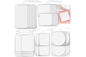 TENS Unit Electrode Pads 30 Pcs, 2.0mm Pin Replacement Pads Compatible with Auvon, TENS 7000-5 Assorted Sizes Reusable Self-A