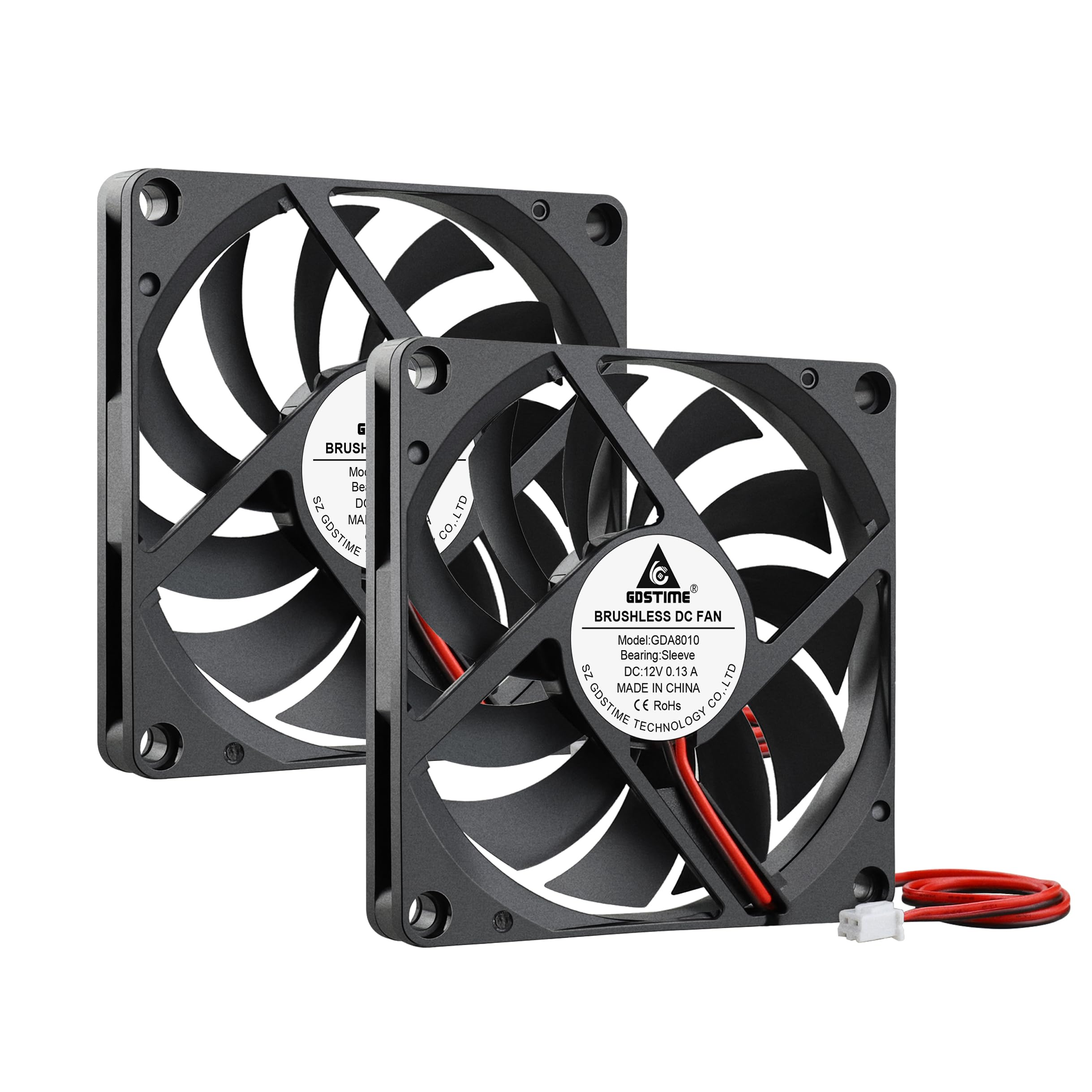 GDSTIME 2 x 80mm Fan 12V Cooling Fan 80mm 10mm Computer Fans 2500 RPM 2Pin Axial Cooling For PC Game Console Router Cabinet DVR Exhaust Ventilation Replacement