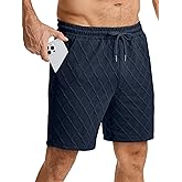 JMIERR Mens Sweat Shorts Drawstring Summer Beach Stretch Texture 7 inch Running Shorts with Pocket