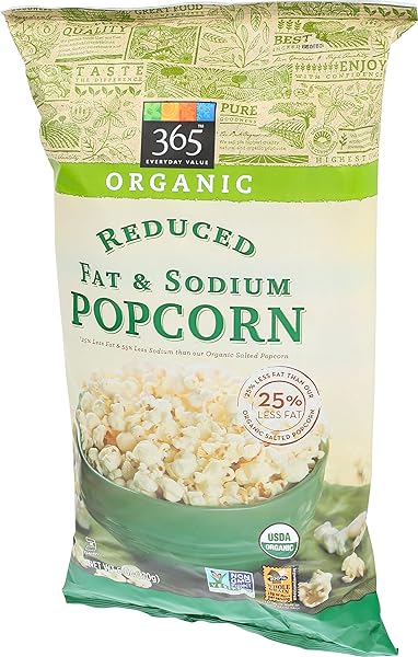 365 BY WHOLE FOODS MARKET, ORGANIC REDUCED FAT AND SODIUM POPCORN, 6 OUNCE