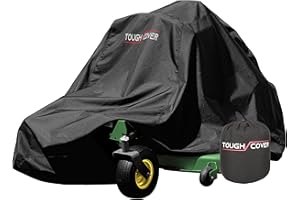 Tough Cover Zero Turn Mower Cover - 600D Marine-Grade Fabric, Black - Heavy Duty Outdoor Protection, Waterproof & UV Defense 