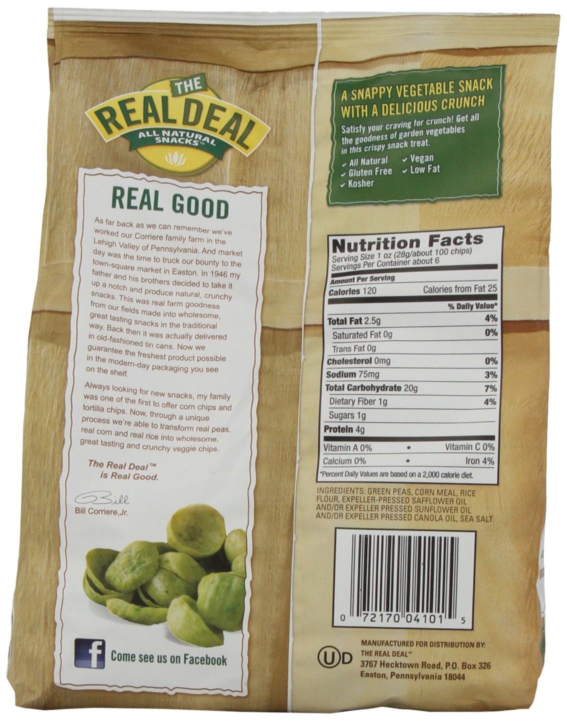 Real Deal Veggie Chips Nutrition Runners High Nutrition