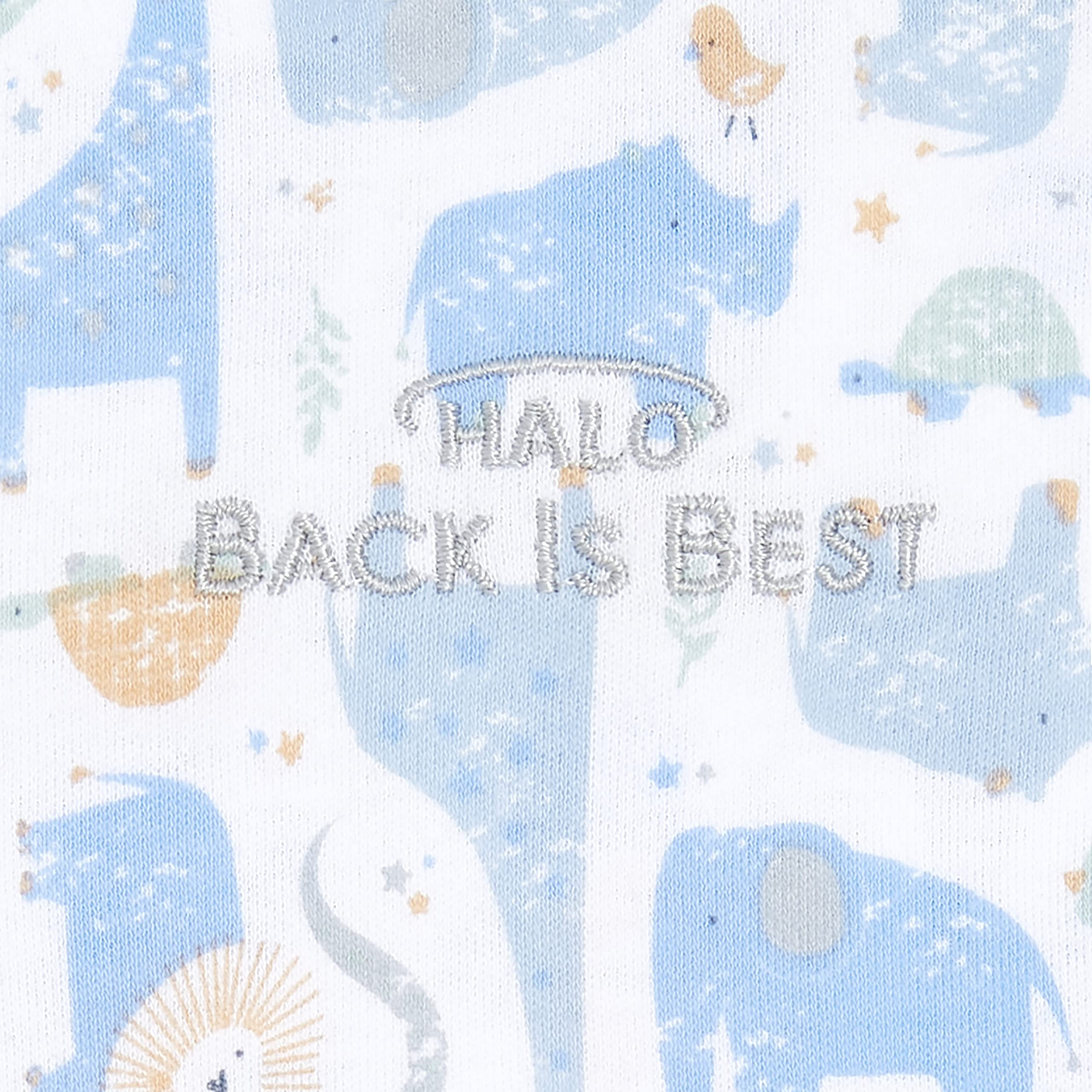 HALO 100% Cotton Sleepsack Swaddle, 3-Way Adjustable Wearable Blanket, TOG 1.5, Blue Safari, Newborn, 0-3 Months