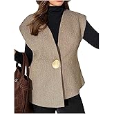 MakeMeChic Women's Plus Size Fall Sleeveless Jacket Vest Metal Button Work Office Vest Waistcoat
