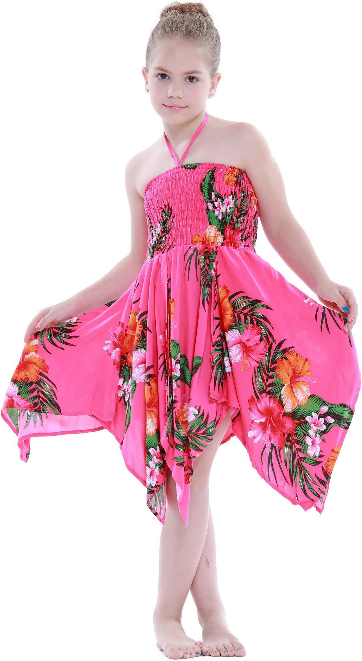 Girl Hot Pink Hawaiian Luau Dress in Various Styles