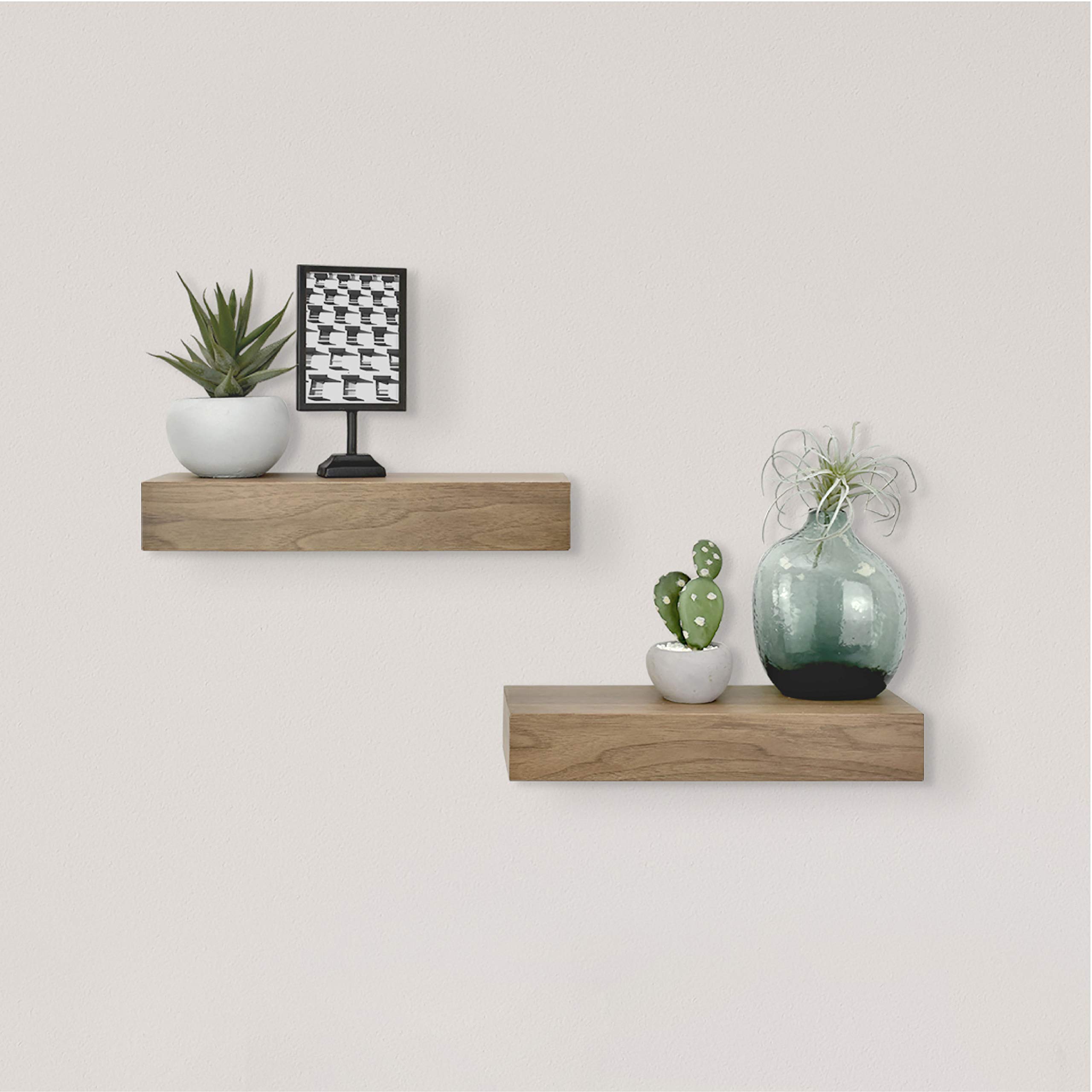 Photo 1 of MCS Floating Shelf, Room Decor Wooden Shelf, Walnut Woodgrain, 12 x 4 Inch, Set of 2