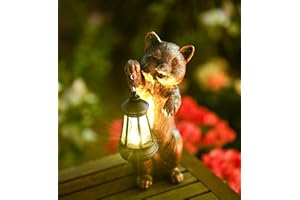 CHUANGFENG Outdoor Cat Garden Statue: Solar Garden Decor with LED Lantern Patio Yard Lawn Decorations Cat Lover Gifts for Women