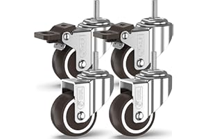 GBL 2" Heavy Duty Caster Wheels with 2 Brakes + M10x25 Screws - up to 440Lbs - Set of 4 No Floor Marks Silent Castor for Furniture - Rubbered Trolley or Pallet Swivel Wheels - Silver Casters