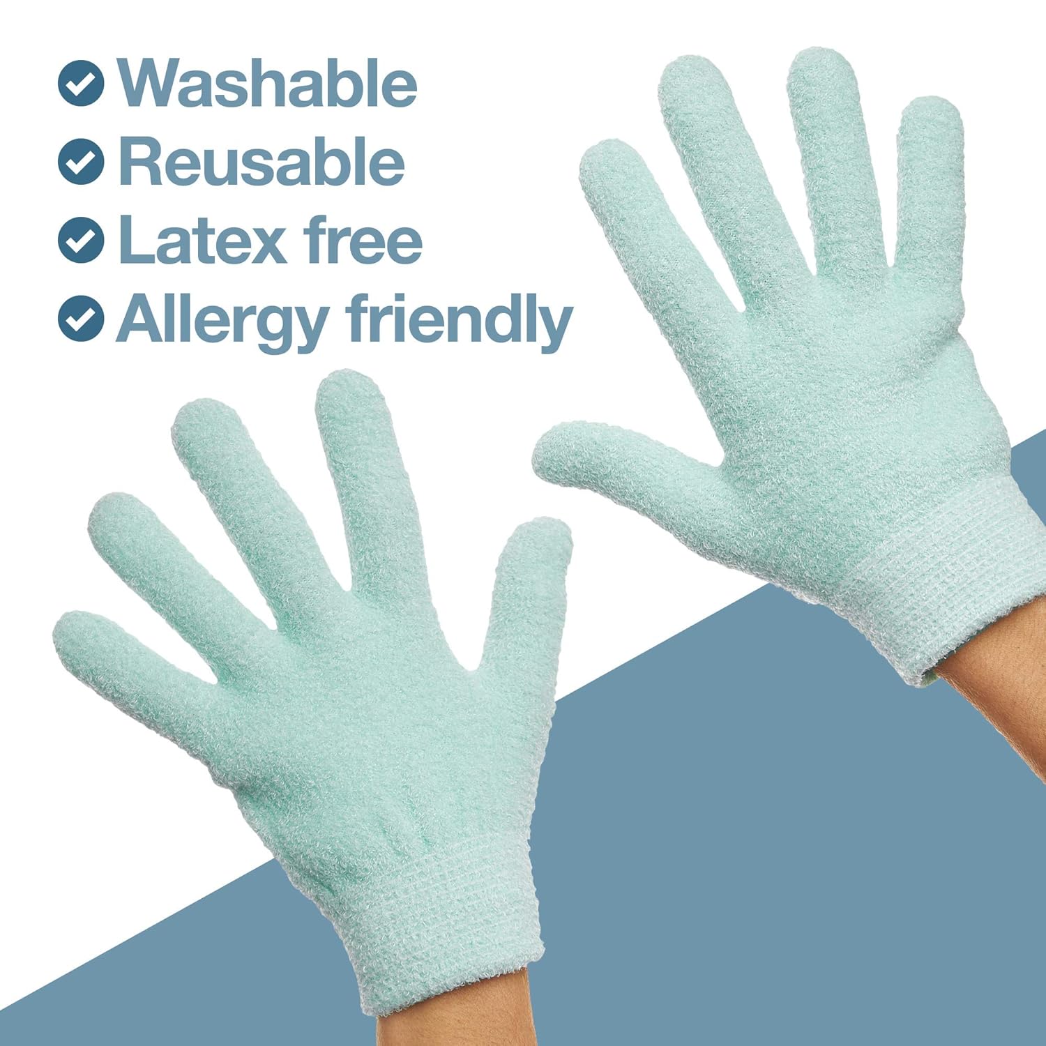 ZenToes Moisturizing Gloves with Gel Lining - Dry Hands Treatment - 1 Pair Hydrating Cracked Hand Healing Gloves - Repair Rough, Chapped Skin Overnight (Fuzzy Mint Green) : Beauty