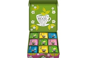 Clipper Tea: Organic Herbal & Green Tea Set, Gift Box – Tea Selection & Sampler with 5 Flavors Including Lemon, Ginger, and Bedtime Teas – Assorted Tea Bags in Colorful Tea Box, 45 Unbleached Tea Bags