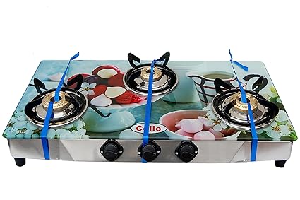 Cello 3 Burner Digital Toughened Glass Top Gas Stove (Dessert)