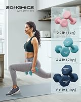 SONGMICS Set of 6 Dumbbells with Storage Stand 1/2/3 kg Pink Aqua Blue SYL612MK view 2