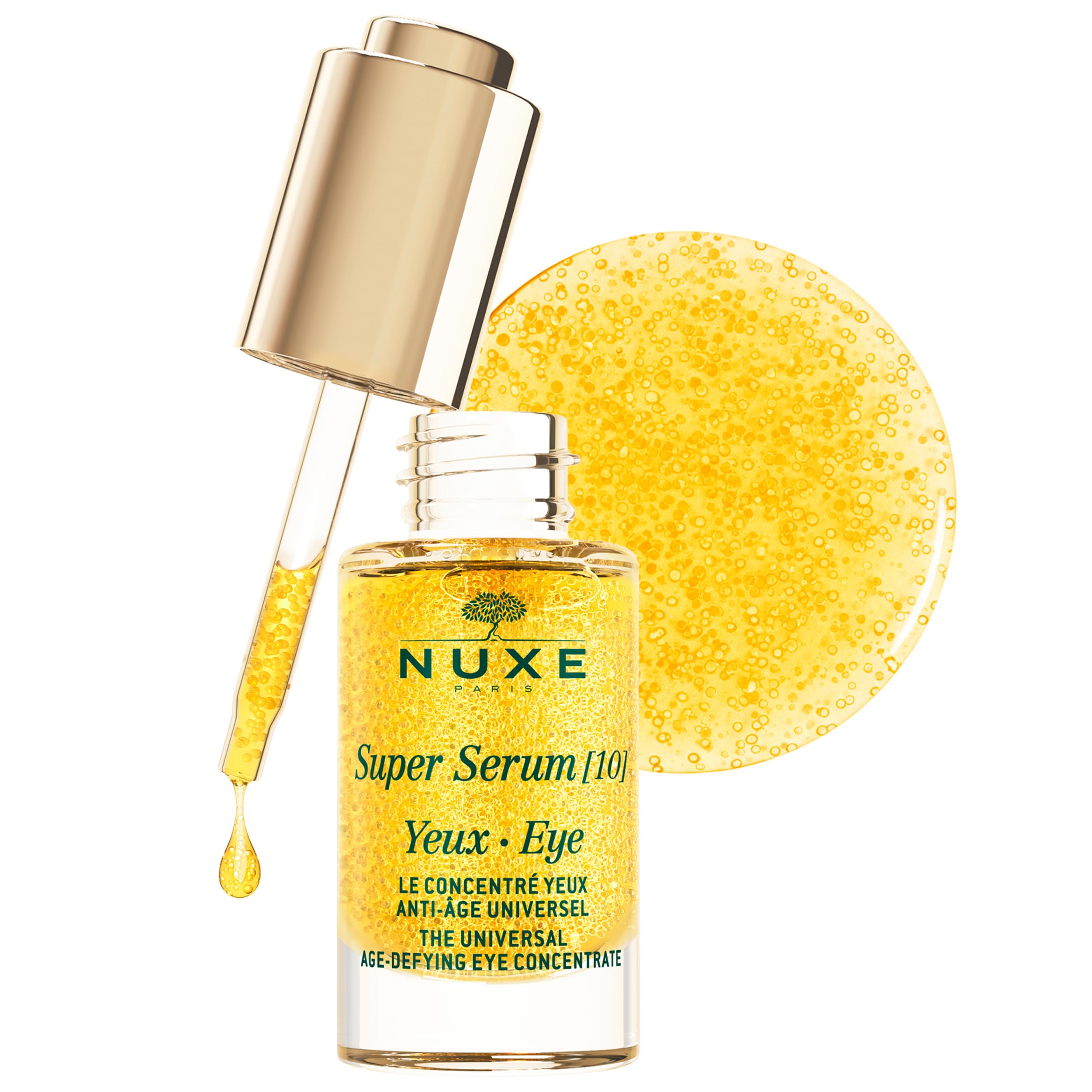 Nuxe Super Serum [10] Eyes 15ml, Anti Ageing Eye Contour Serum, Targets Wrinkles, Dark Circles, Puffiness & Signs of Fatigue, With Hyaluronic Acid, Vegan Formula