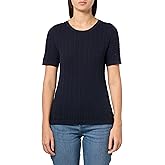 Nautica Womens Short Sleeve Crew Neck Cable Solid Sweater