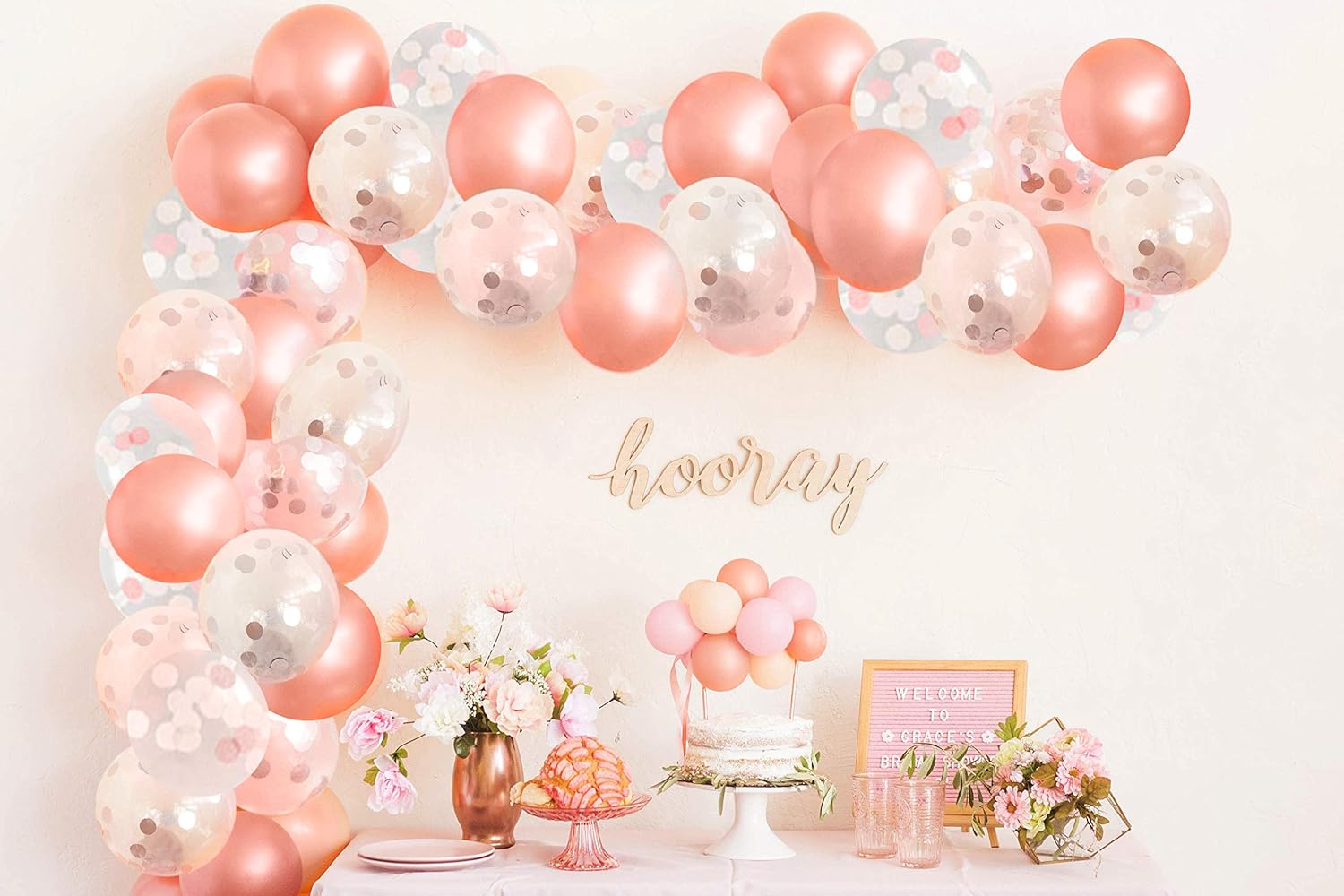rose gold balloons baby shower