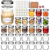 8 oz Mason Jars with Lids,30 Pcs Small Glass Jars with Lids,Stylish Striped Design Canning Jar for Food Freshness, Multipurpose for Jam, Candy, DIY, Honey, Pickles, Spice,Home Storage and Gifting