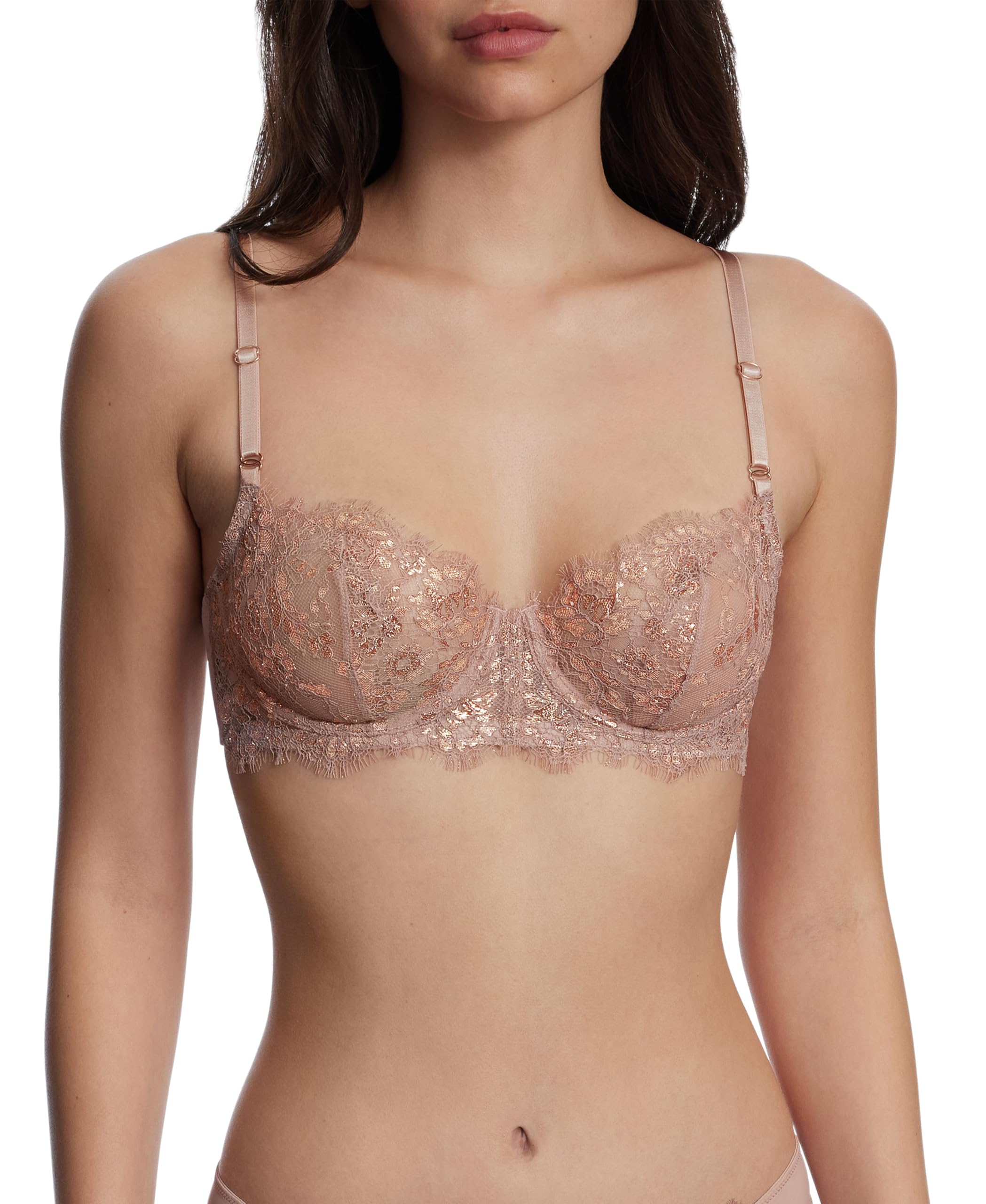 Skarlett Blue Women’s Entice Lace Balconette Bra 324143, Romance/Rose Gold, 30G
