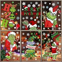 Autocollants Fenêtre Noël Grinch - 124+154 Stickers Réutilisables | Décoration Hiver, Amusant Pour Enfants, Famille - 7