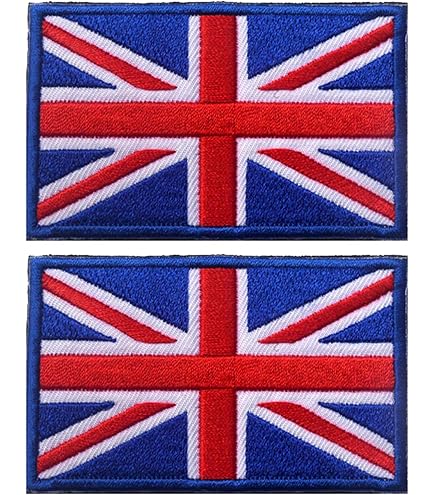 UK Flag Embroidered Patch With Black Camo Background – Iron-On Adhesive