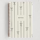 Minted Black Bow Notebook, Writing Journal for Notes & Journaling, Durable Paper Cover, Modern, Colorful & Simple Spiral Bound Journal Notebook with 160 Lined Pages, 5.5" x 8.5"
