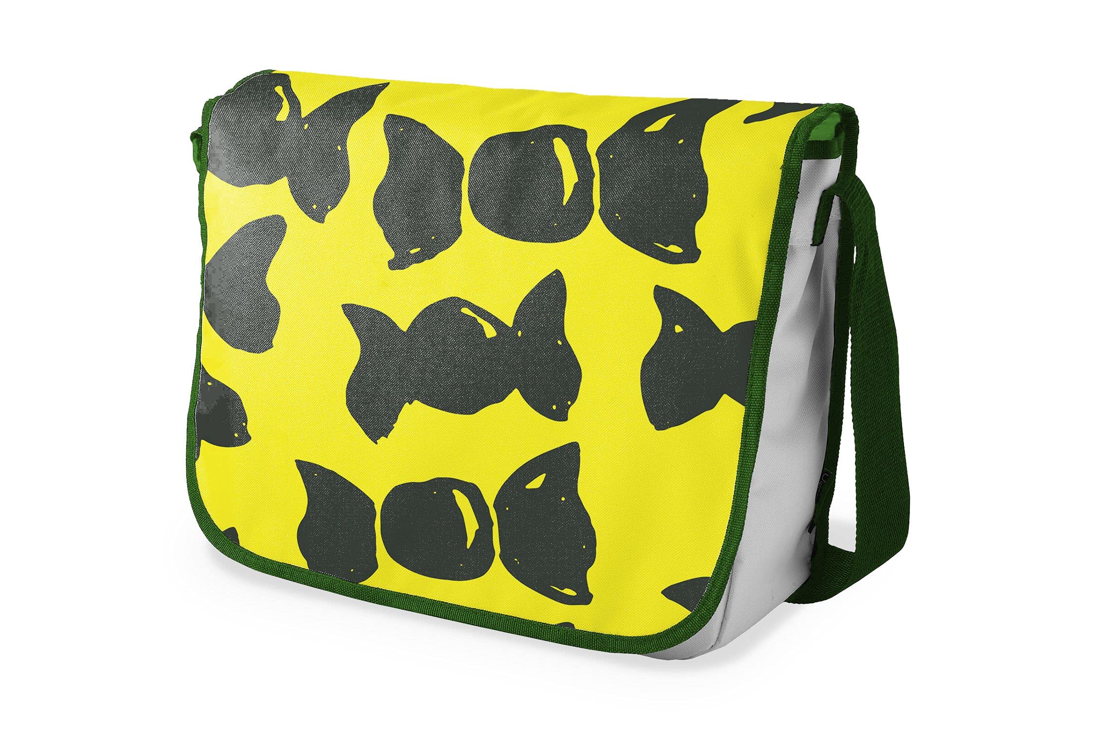 Bonamaison Digitally Printed Messenger School Bag with Khaki Strap for Students, Cross Body Bag, Courier Bag, Shoulder Bag for School, Back to School, Size: 29x36 Cm