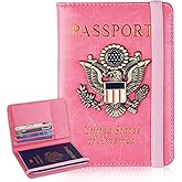 Passport Holder Cover Travel Wallet RFID Blocking Passport Wallets Family Organization Personalized Wallet Case for Men and Women Travel Must Haves (Pink)