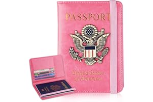XMLINPER Passport Holder Cover Travel Wallet RFID Blocking Passport Wallets Family Organization Personalized Wallet Case for Men and Women Travel Must Haves (Pink)