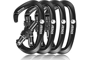 JRSGS 25KN Locking Climbing Carabiner Clips, UIAA Certified Rock Climbing Carabiner,Heavy Duty Carabiners Equipment,Large Size Carabiner for Climbing, Rappelling,Hunting and Rescue