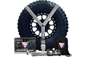 Y Strap for Spare Tire - Heavy Duty Spare Tire Strap 3 Point Ratchet for UTV, Offroad Accessories or Roof Rack | 1.6" Wide 3 Way Strap Can Secure Up to 40" Tire by Straight Jacket Crew (Grey)