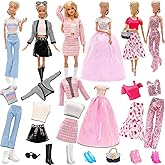 15 Pieces Fashion Doll Clothes & Accessories Set-6 Outfits Chic Suits Party Gown Dress Outfit Stylish Dress Casual Clothing 3 Accessories with 6 Pairs of Shoes,Glasses ,Bag for 11.5” Girl Dolls