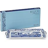 Spode Blue Italian Rectangular Sandwich Tray - Blue &amp; White | Durable Porcelain Serving Platter, 13" Tray with Handles for Sandwiches, Appetizers, Pastries, Fruits &amp; Entertaining