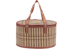 UPKOCH Wicker Picnic Basket for 2 Woven Basket with Double Swing Handles Wicker Basket for Fruit and Food for Outdoor Picnic