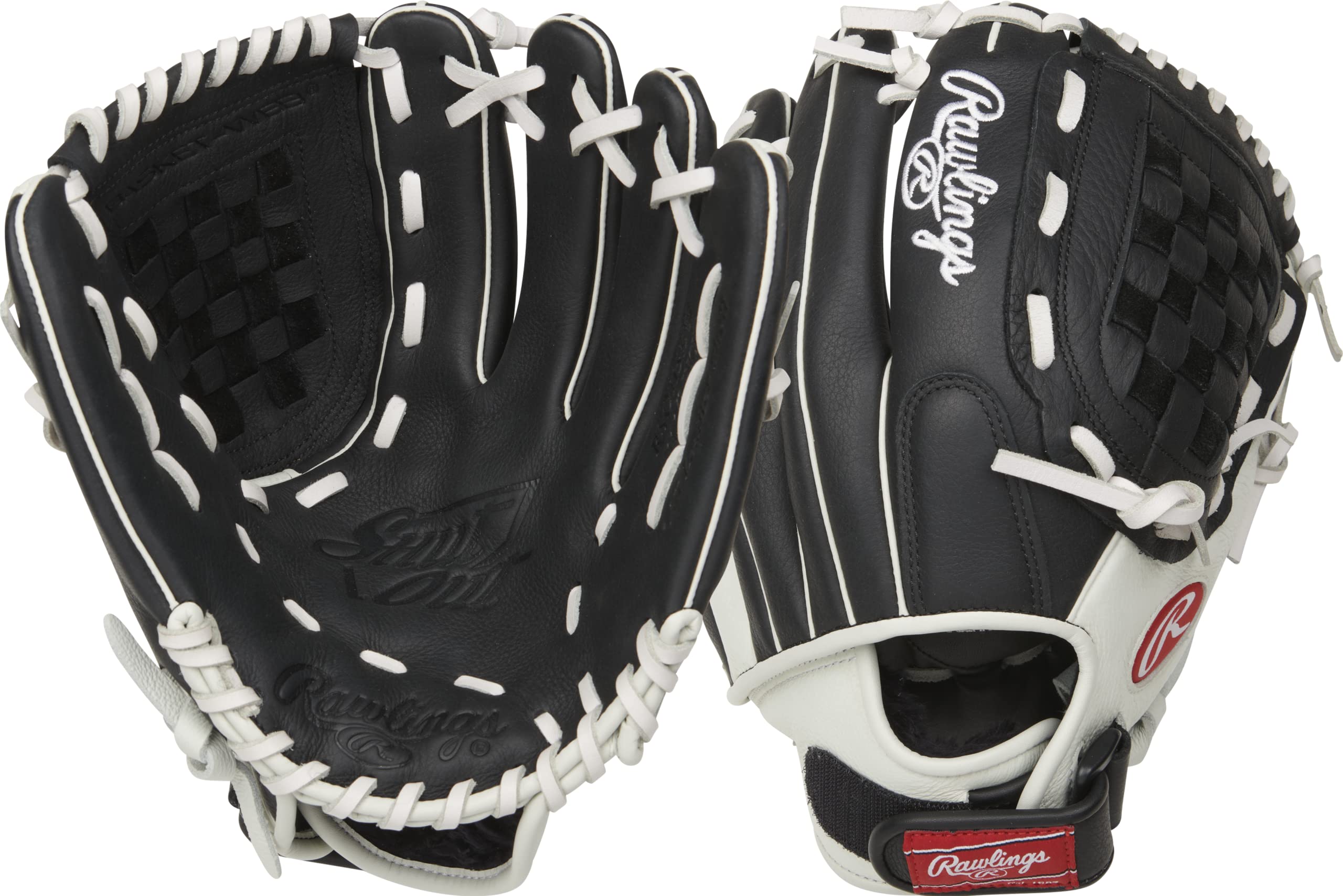 Rawlings | Shutout Fastpitch Softball Glove | RHT | 11.5' | Basket Web | Black/White Image