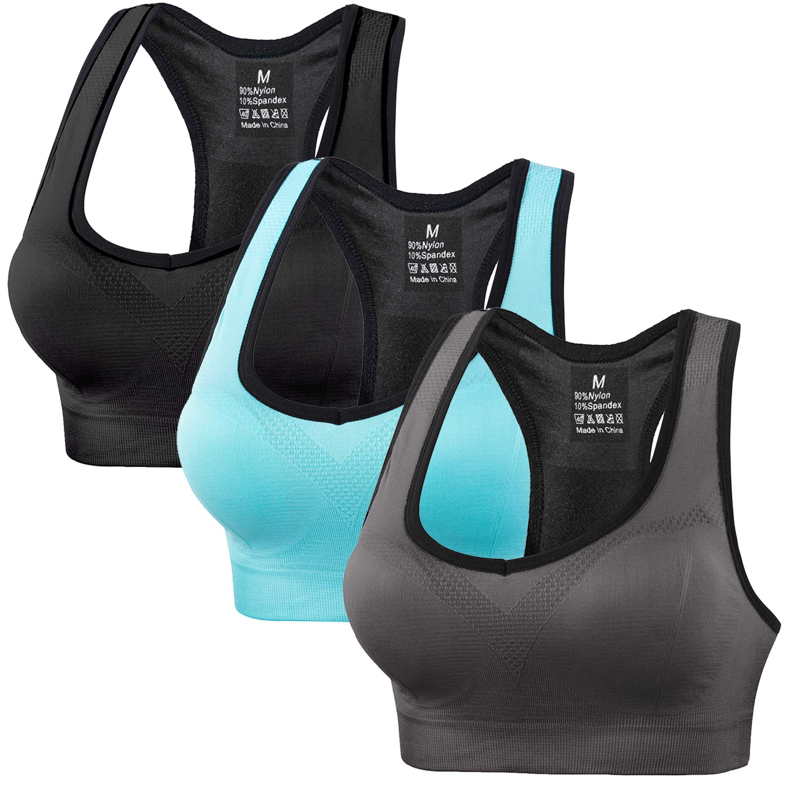 Womens Sports Bras High Impact Racerback Pack Seamless Workout
