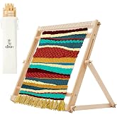 Olikraft Wooden Weaving Loom, Adjustable Stand (Small) | 13 x 15.7 inch warping area, easy setup with guide and video tutorial, for adults, beginners and pros