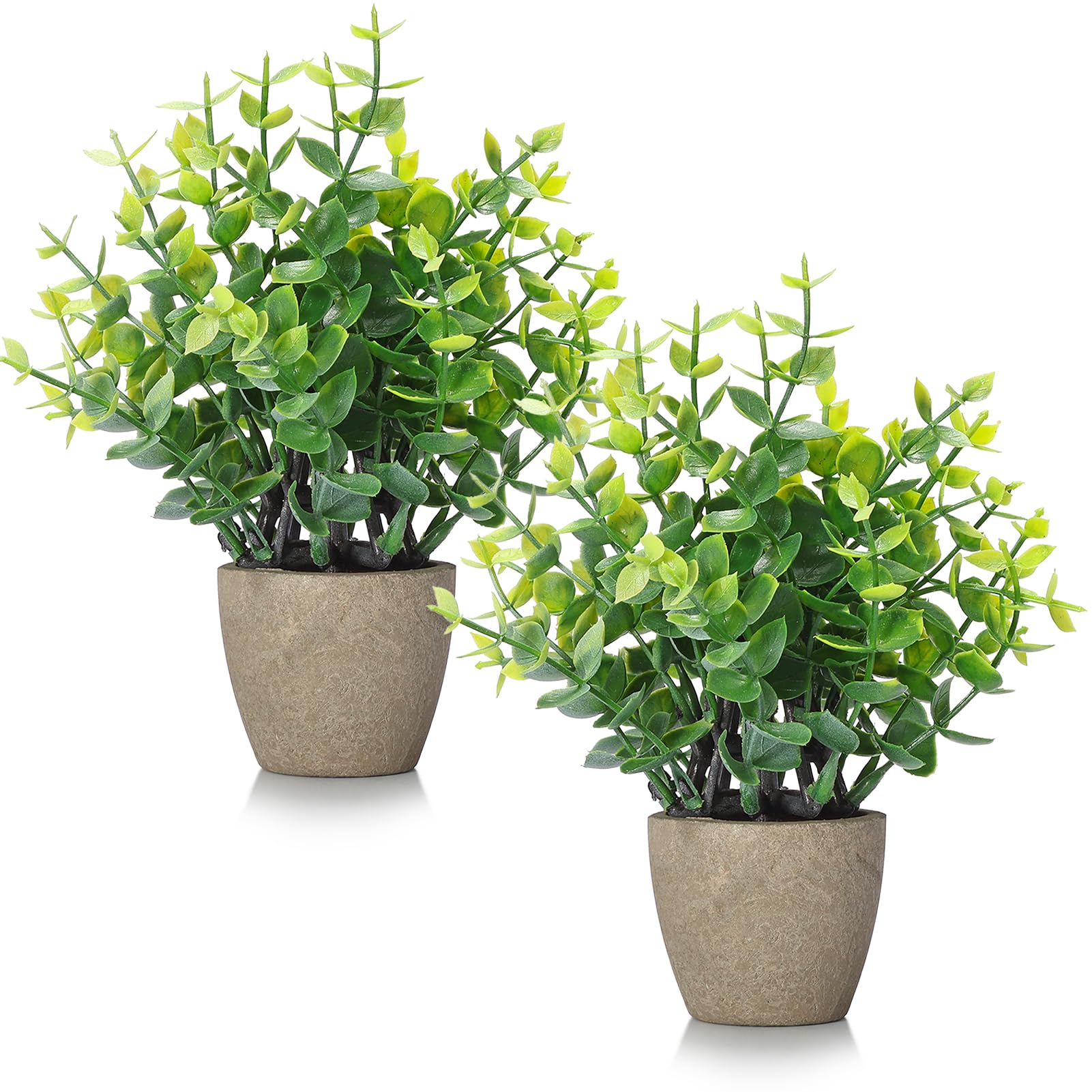 FAVOWREATH 2 Pack Fake Plants Ceramic Mini Artificial Greenery Potted ...