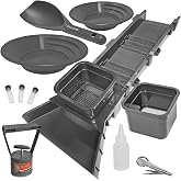 Sluice Box Compact Gold Panning Kit; Portable Sluice Box and 2 Classifier sifting Pans; classify While You Sluice with This Patented Prospecting Tool Set