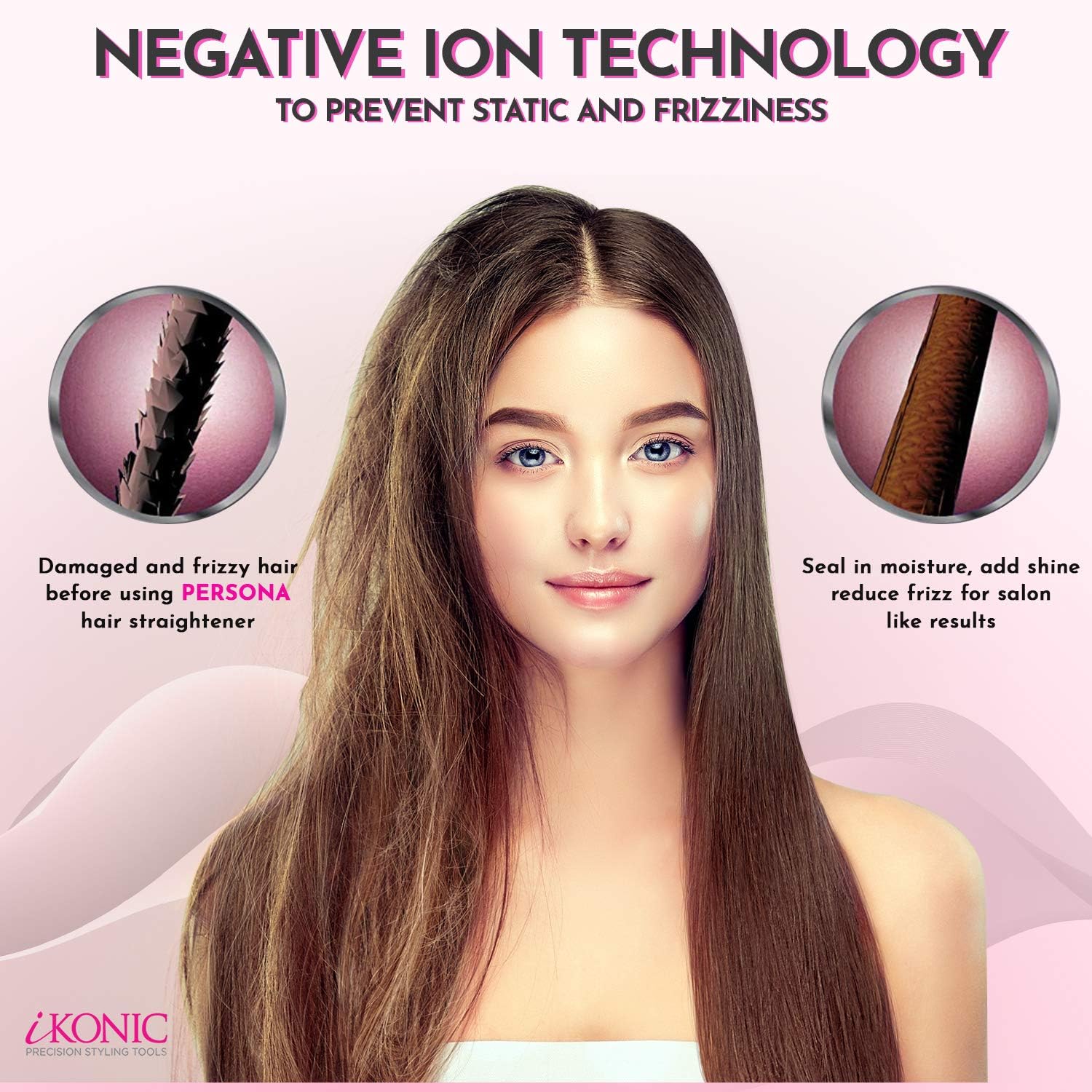 iKonic Persona Ceramic Flat Iron Professional Hair Straightener and Curler with Floating Ceramic Plates – Digital Temperature Controls – Straightens & Curls All Hair Types – Dual Voltage: Health & Personal Care
