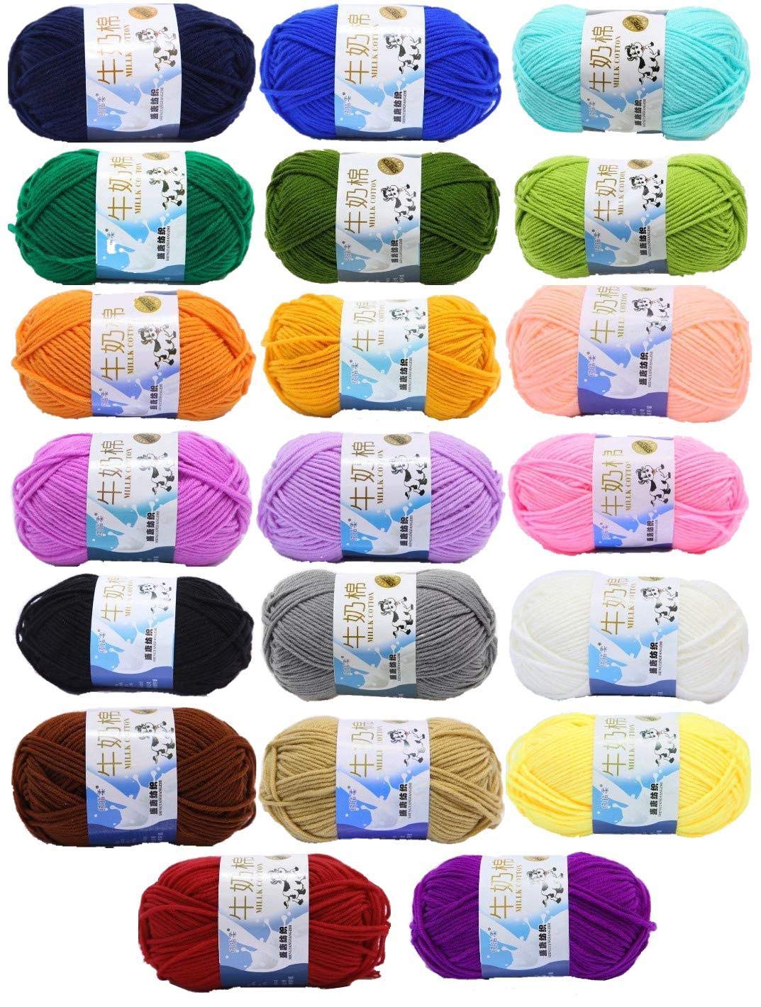 JZK 20 Multicolour 50g Super Soft Milk Cotton Wool Yarn for Knitting Crochet Baby Garments hat Shoes Socks Scarf Toy Making