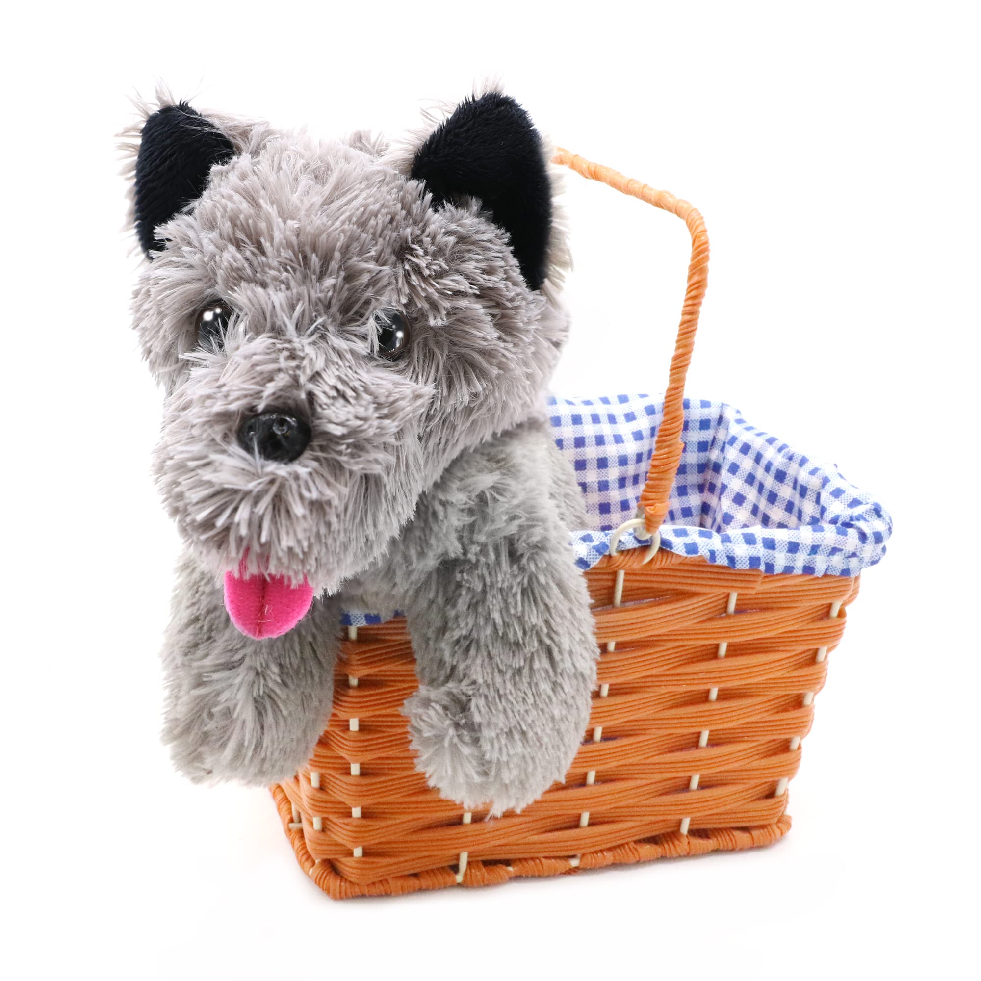 I LOVE FANCY DRESS Kansas Girl Cute Dog In Basket Fancy Dress Accessory - Grey Terrier Plush Toy Dog Toy Toto - Perfect For Book Week Fancy Dress